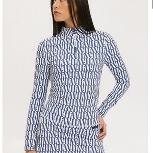 Blue and White Patterned Women's Jacket